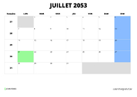 calendrier juillet 2053 au format paysage