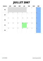 calendrier juillet 2067 format portrait