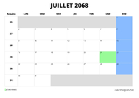 calendrier juillet 2068 calendrier juillet 2068 au format paysage