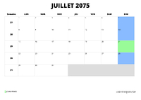 calendrier juillet 2075 calendrier juillet 2075 au format paysage