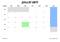 calendrier juillet 2077 calendrier juillet 2077 au format paysage