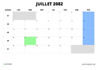 calendrier juillet 2082 calendrier juillet 2082 au format paysage