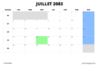 calendrier juillet 2083 calendrier juillet 2083 au format paysage