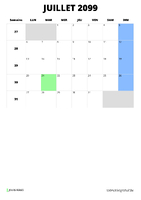 calendrier juillet 2099 calendrier juillet 2099 format portrait