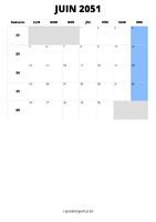 calendrier juin 2051 format portrait