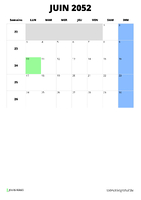 calendrier juin 2052 calendrier juin 2052 format portrait