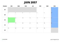 calendrier juin 2057 calendrier juin 2057 au format paysage
