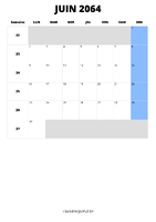 calendrier juin 2064 format portrait