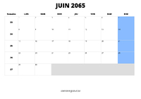 calendrier juin 2065 calendrier juin 2065 au format paysage