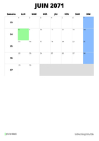 calendrier juin 2071 format portrait