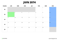 calendrier juin 2074 calendrier juin 2074 au format paysage