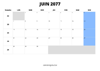 calendrier juin 2077 calendrier juin 2077 au format paysage