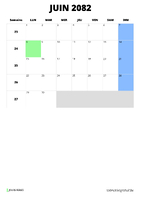calendrier juin 2082 format portrait