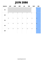 calendrier juin 2086 calendrier juin 2086 format portrait