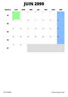 calendrier juin 2099 format portrait