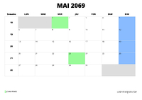 calendrier mai 2069 calendrier mai 2069 au format paysage