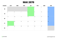 calendrier mai 2070 au format paysage