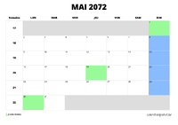 calendrier mai 2072 au format paysage