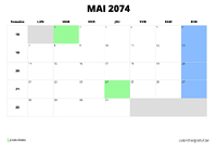 calendrier mai 2074 au format paysage