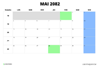 calendrier mai 2082 calendrier mai 2082 au format paysage