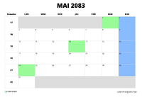calendrier mai 2083 calendrier mai 2083 au format paysage