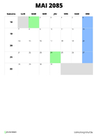 calendrier mai 2085 format portrait