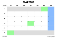 calendrier mai 2088 calendrier mai 2088 au format paysage