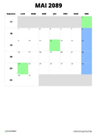 calendrier mai 2089 format portrait