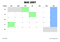 calendrier mai 2097 calendrier mai 2097 au format paysage
