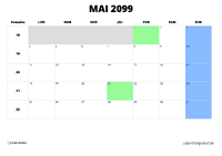 calendrier mai 2099 au format paysage