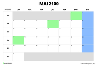 calendrier mai 2100 calendrier mai 2100 au format paysage