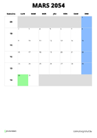 calendrier mars 2054 calendrier mars 2054 format portrait