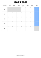 calendrier mars 2068 calendrier mars 2068 format portrait