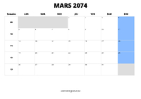 calendrier mars 2074 calendrier mars 2074 au format paysage