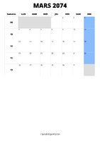 calendrier mars 2074 calendrier mars 2074 format portrait
