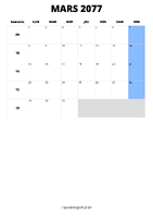 calendrier mars 2077 calendrier mars 2077 format portrait