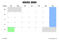 calendrier mars 2084 calendrier mars 2084 au format paysage