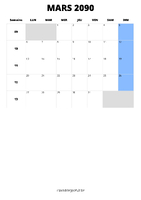 calendrier mars 2090 calendrier mars 2090 format portrait