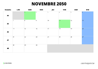 calendrier novembre 2050 calendrier novembre 2050 au format paysage