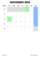 calendrier novembre 2052 format portrait