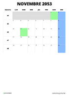calendrier novembre 2053 format portrait