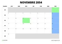 calendrier novembre 2054 calendrier novembre 2054 au format paysage