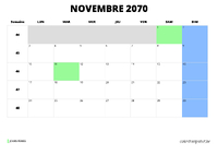 calendrier novembre 2070 calendrier novembre 2070 au format paysage