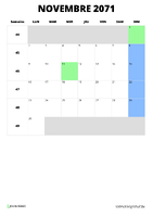 calendrier novembre 2071 format portrait