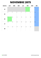 calendrier novembre 2075 format portrait