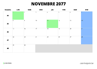 calendrier novembre 2077 calendrier novembre 2077 au format paysage