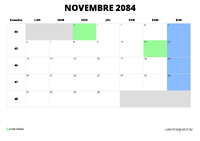 calendrier novembre 2084 calendrier novembre 2084 au format paysage