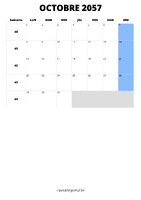 calendrier octobre 2057 format portrait