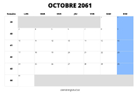 calendrier octobre 2061 calendrier octobre 2061 au format paysage