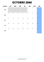 calendrier octobre 2066 calendrier octobre 2066 format portrait